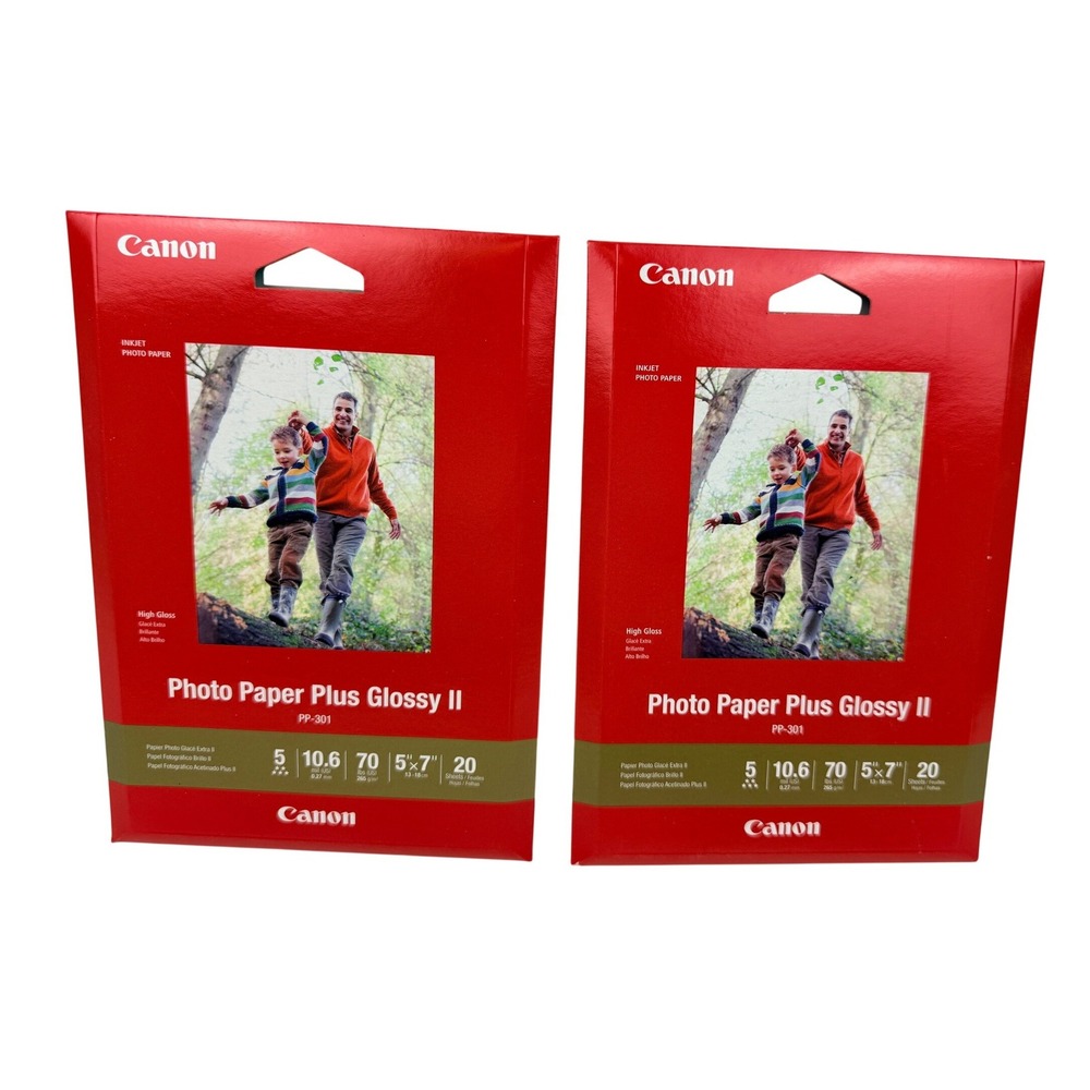 Canon Photo Paper Plus Glossy II PP-301 5x7 20 Sheets Lot of 2 40 Total NEW -BZ